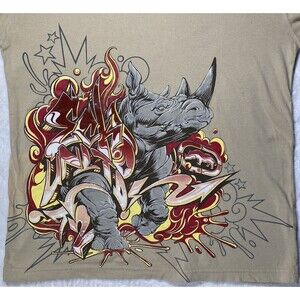 Vintage Y2K Ecko Unltd Men's Lg Graphic T-Shirt Graffiti Rhino Streetwear